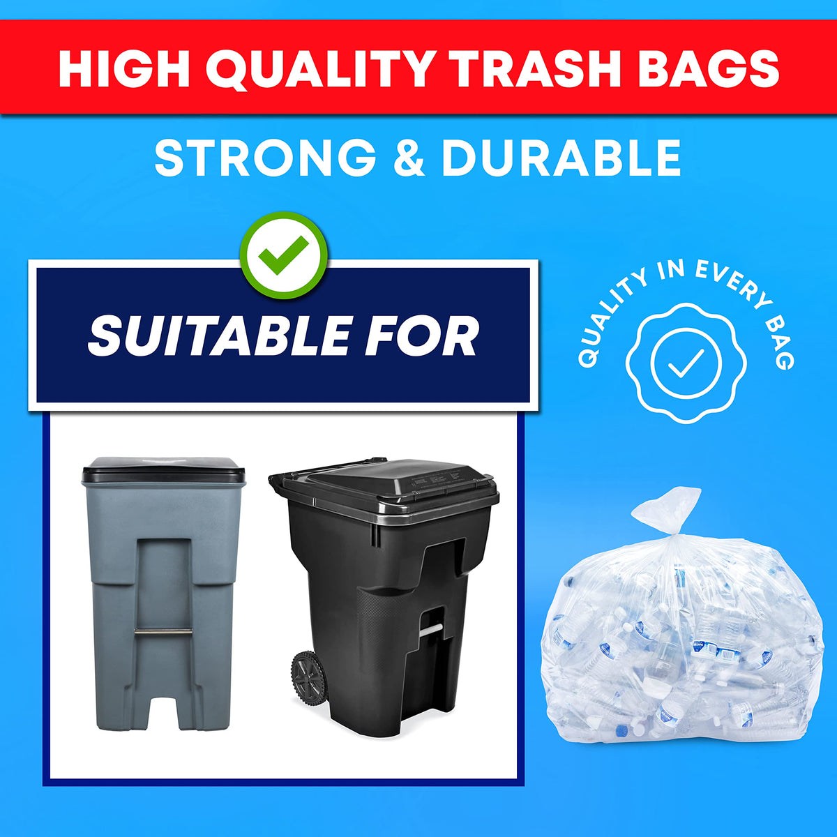 95-100 Gallon Clear Heavy Duty Trash Bags J8294