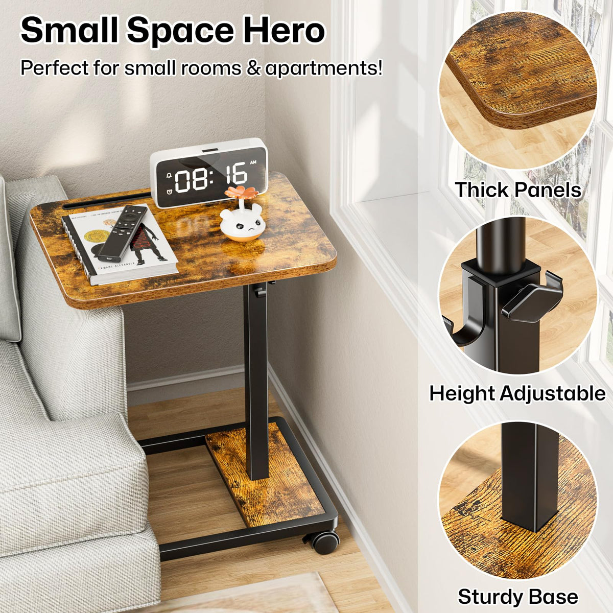 Adjustable TV Tray Table with Wheels B554680