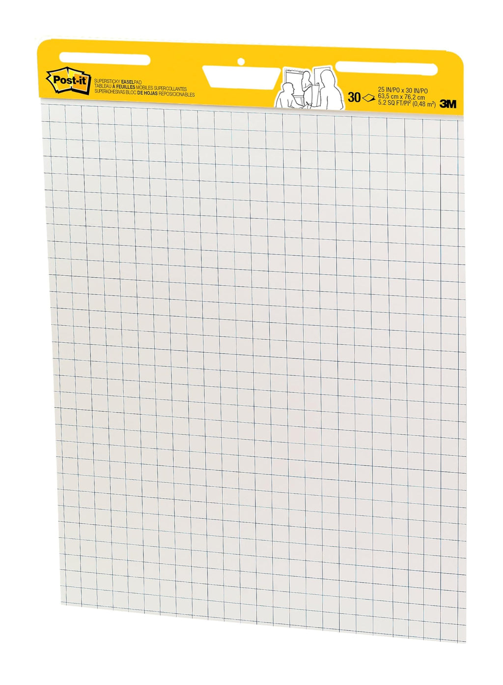 Super Sticky Easel Pad 25-Inch x 30-Inch White with Grid 30 Sheets/Pad N958