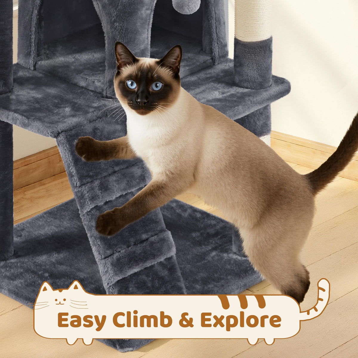 70in Multi-Level Cat Tree with Sisal Scratching Posts B672404