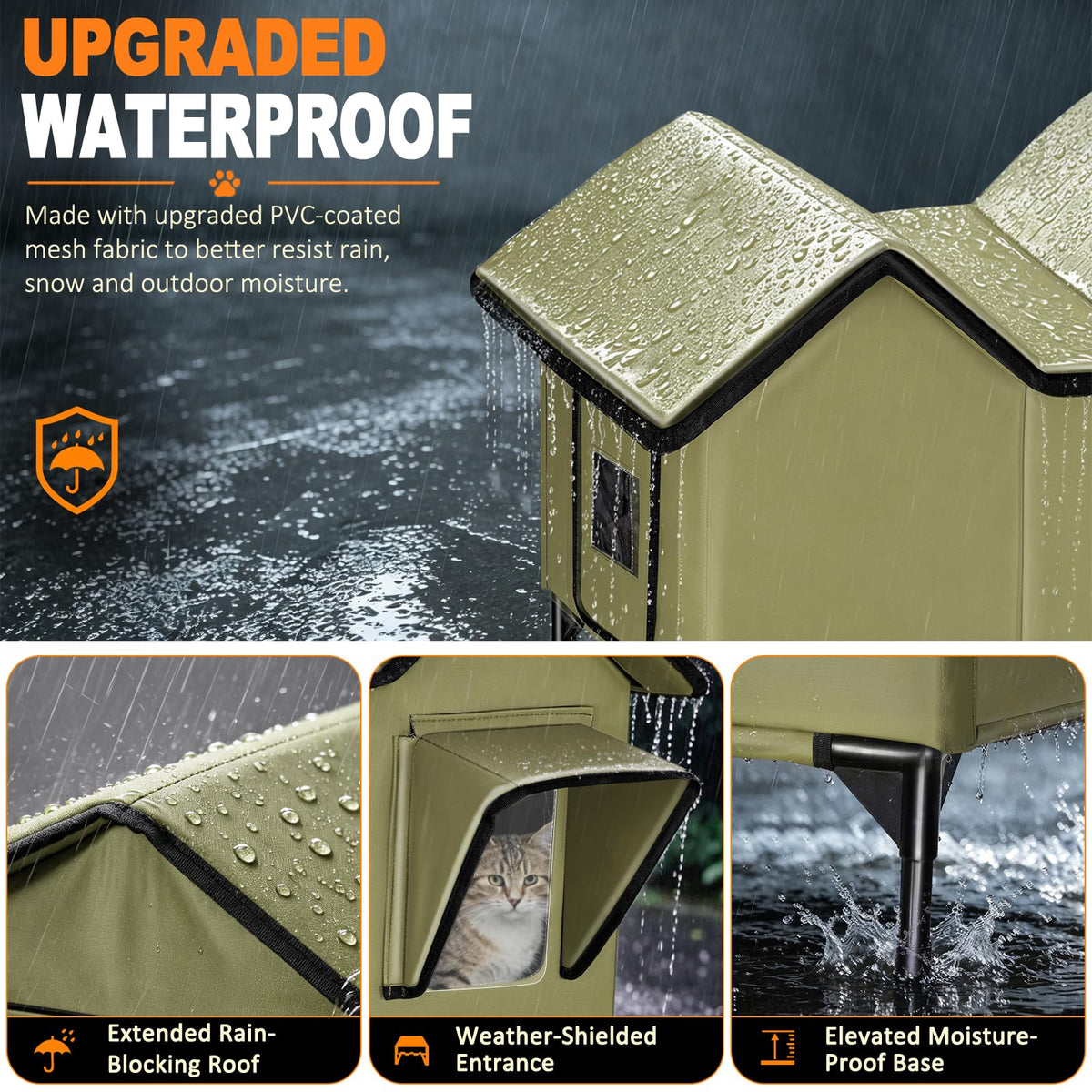 Heated Weatherproof Insulated Outdoor Cat House with Heating Pad V663