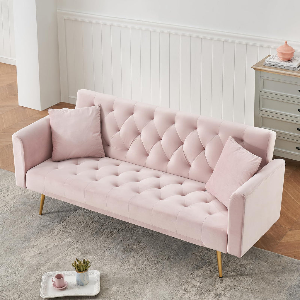71" Velvet Convertible Sofa Bed M559816