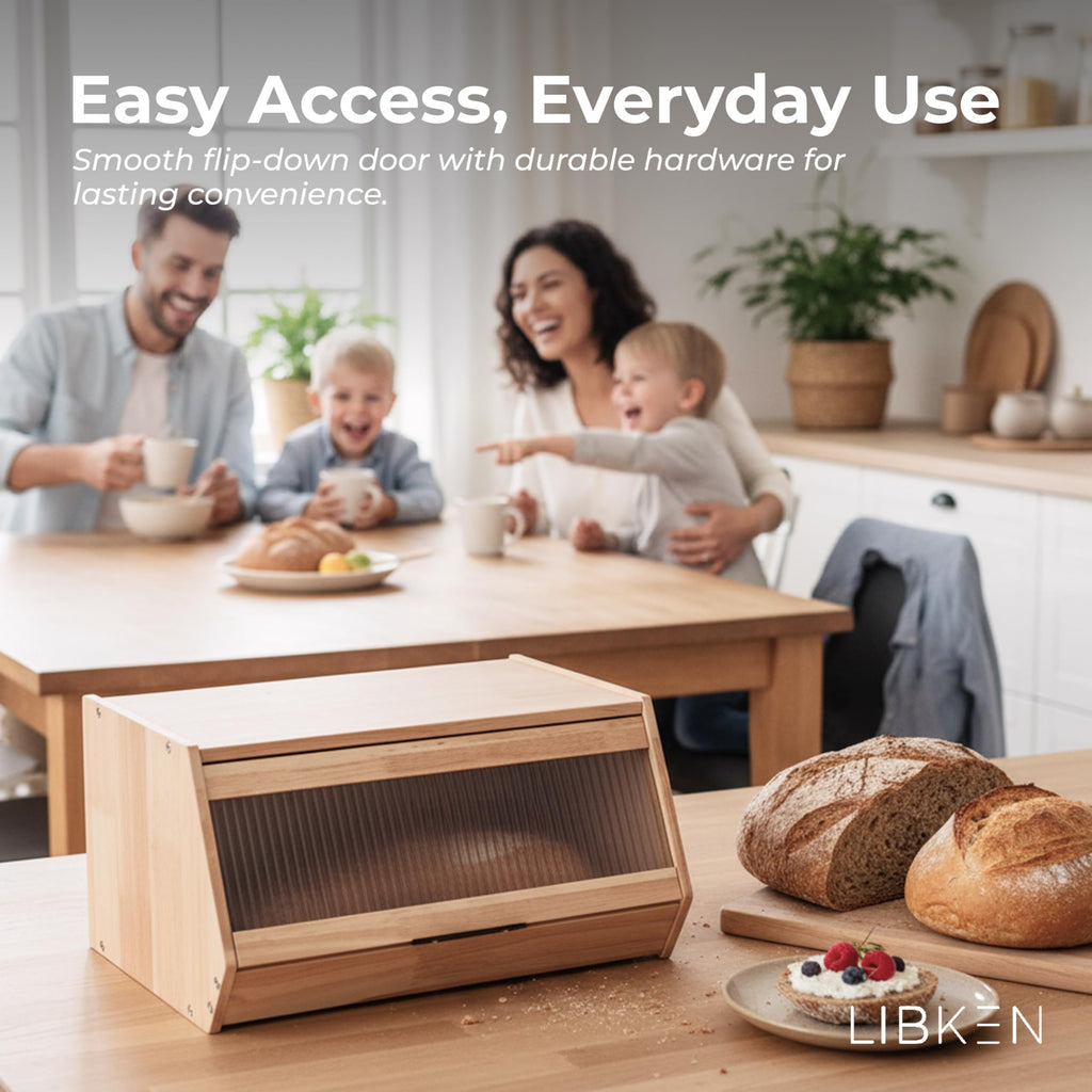 Wooden Bread Box with Plastic Lid P4376