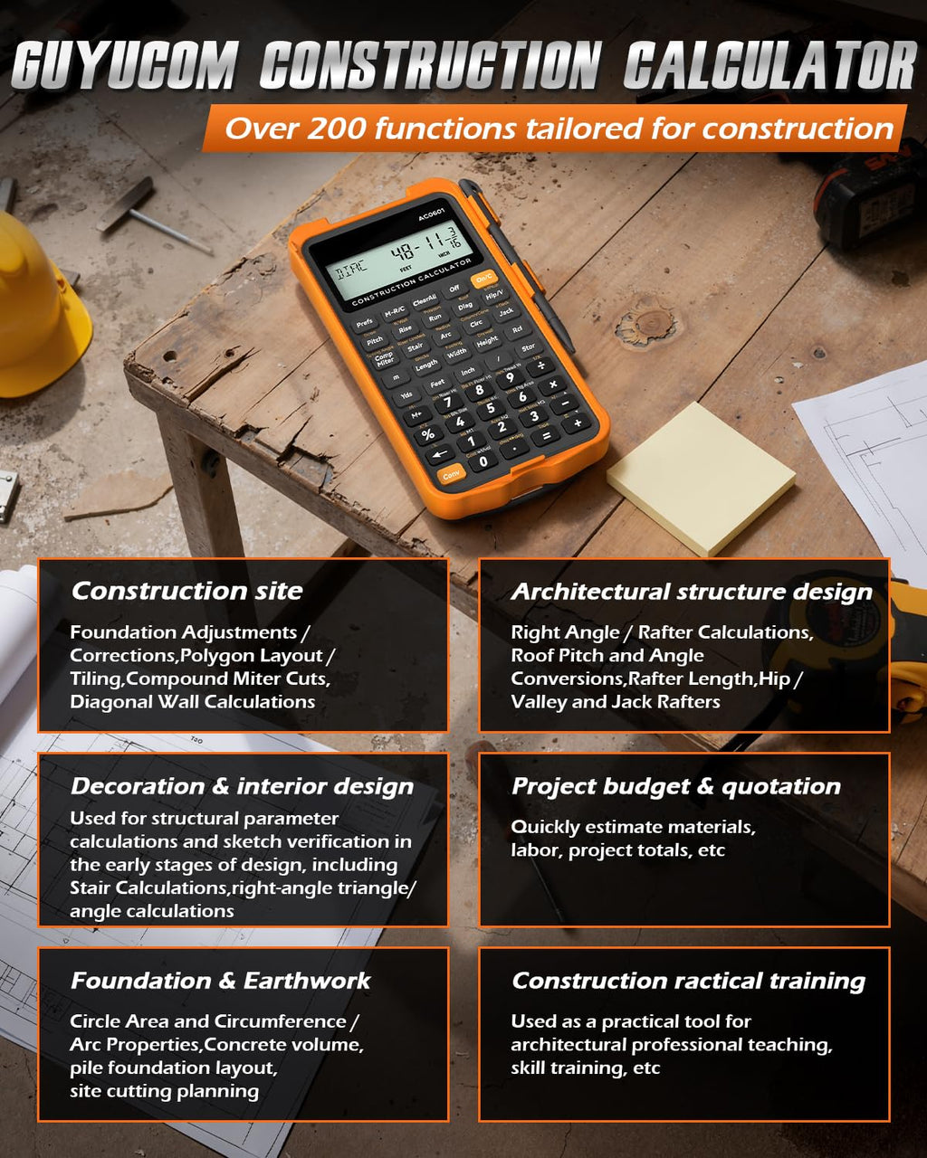 Construction Calculator with Writing Tablet P99343