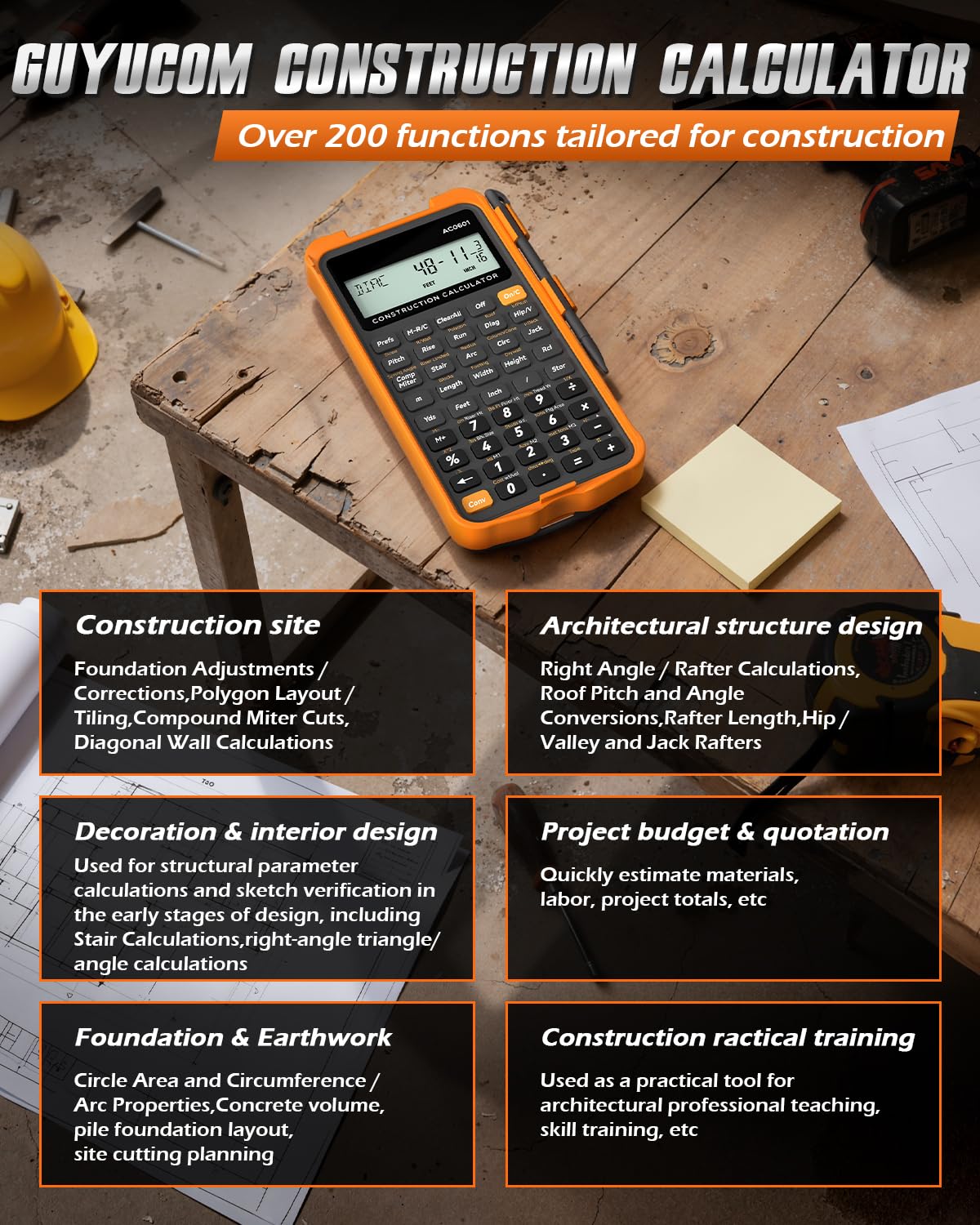 Construction Calculator with Writing Tablet P99343