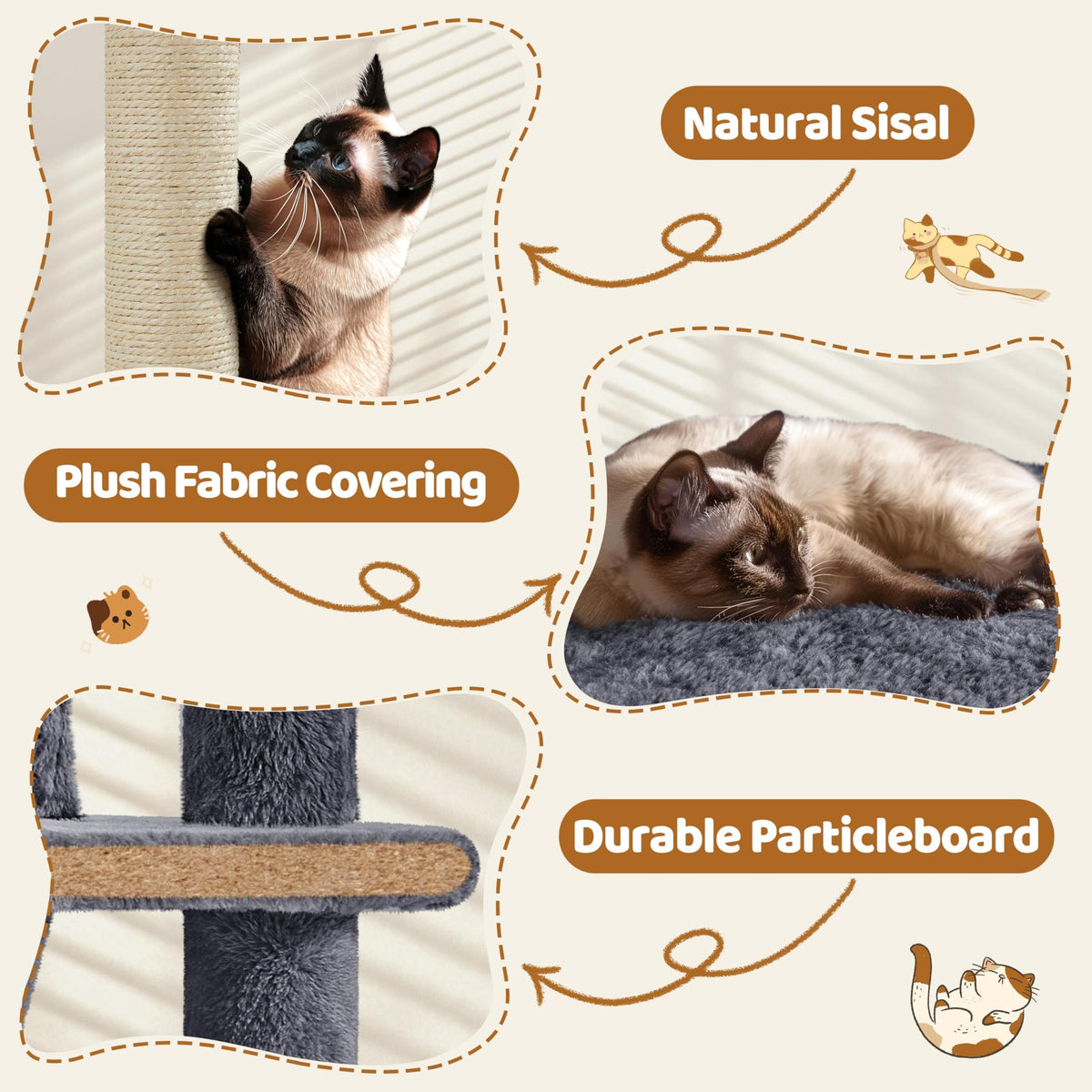 70in Multi-Level Cat Tree with Sisal Scratching Posts B672404