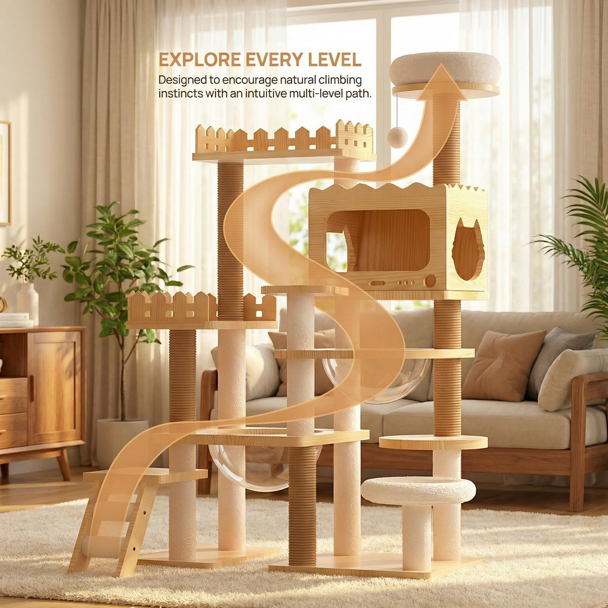 67" Cat Tree Tower with Clear Space Capsule R624133