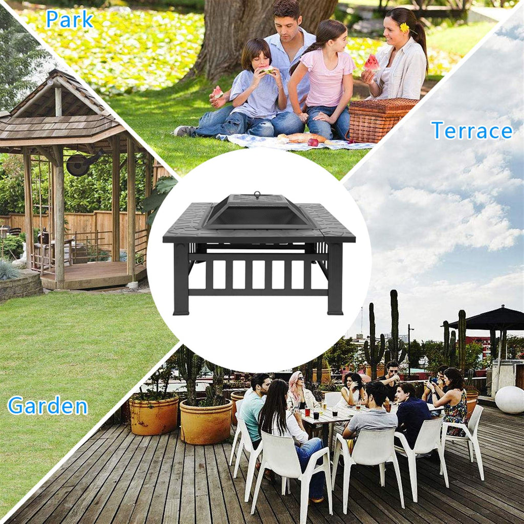 32" Wood Burning Metal Fire Pit with Poker Z450