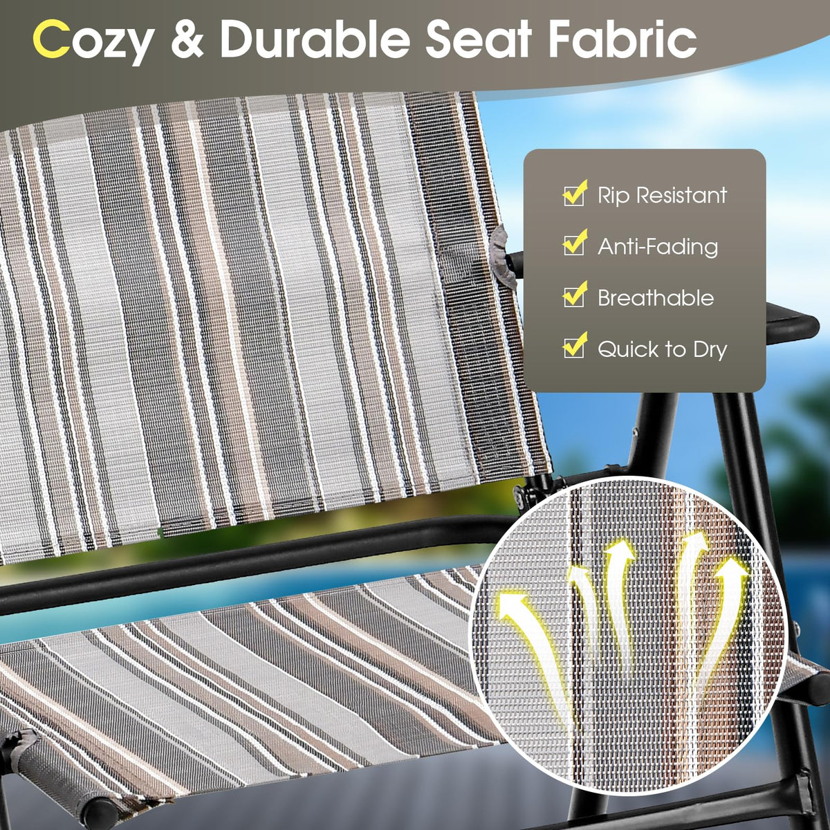 Patio Chairs Set of 2 Folding Armrests Metal Frame E764845