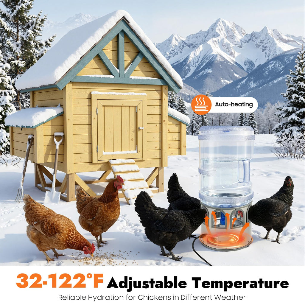 80W Heated Poultry Chicken Waterer 5 Gallon L569