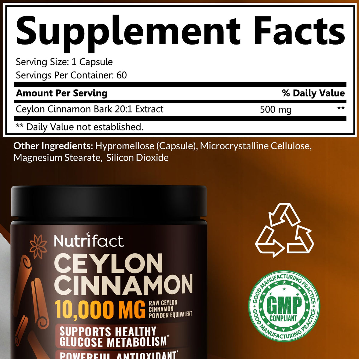 Cinnamon Capsules 500mg 60 Caps V134