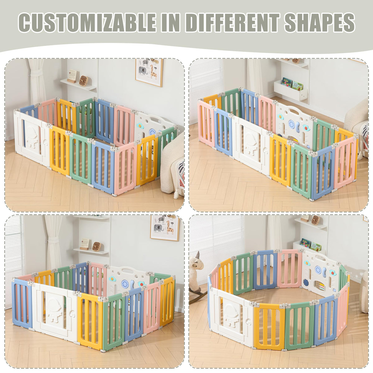 Foldable 14 Panels Baby Playpen D70625