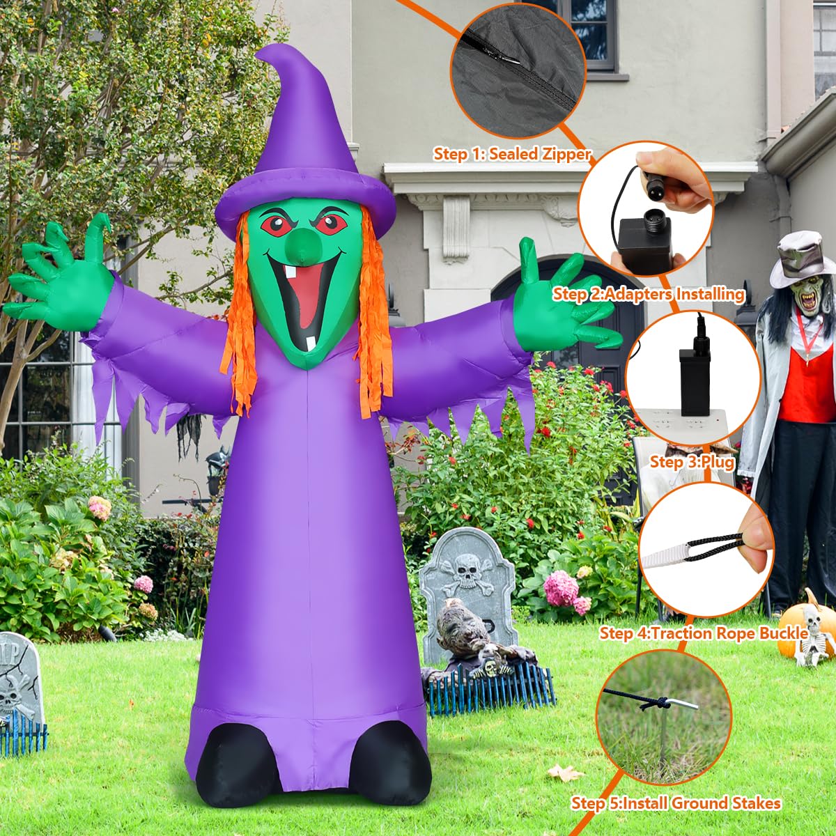 8FT Purple Halloween Inflatables with LEDs R9493