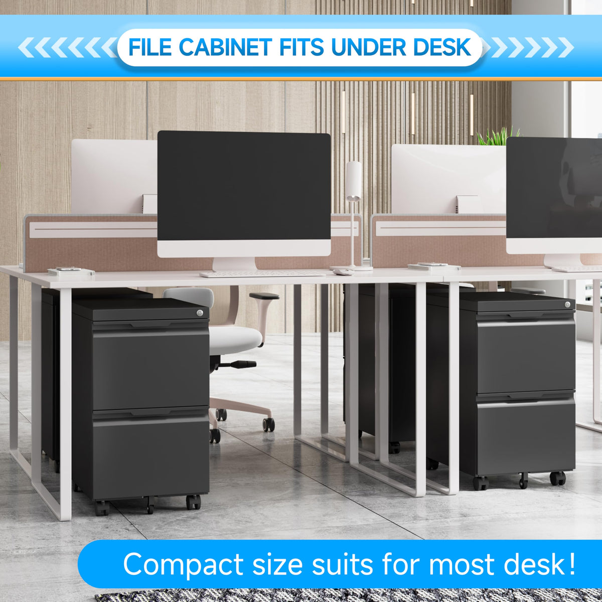 2 Drawer Mobile File Cabinet with Lock X448