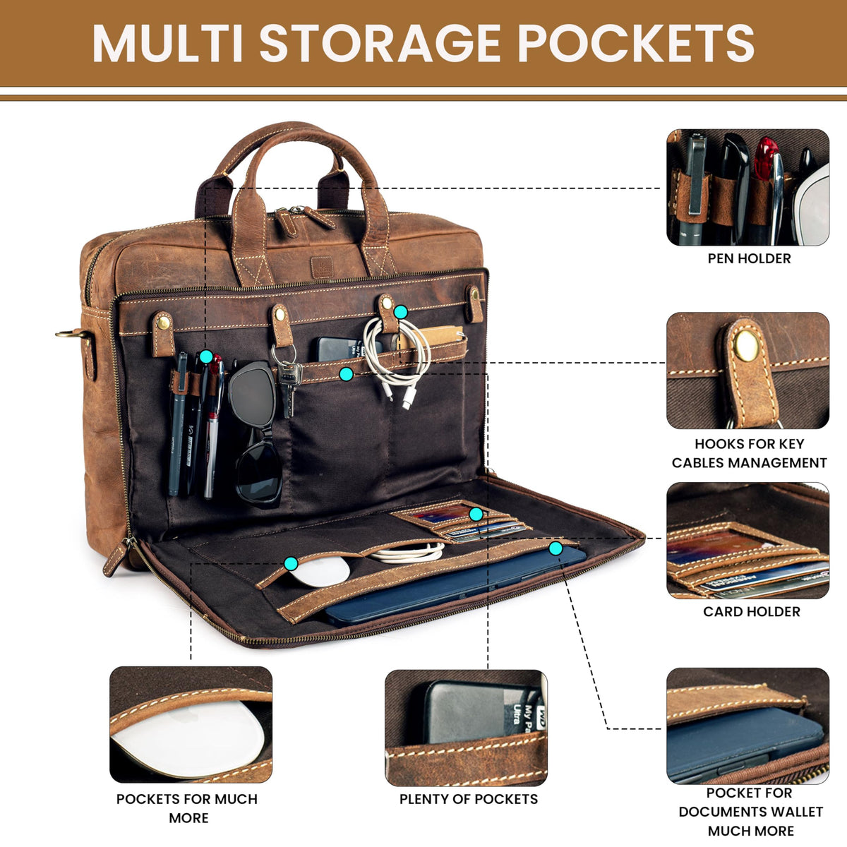 Full Grain Leather Messenger Bag G62992