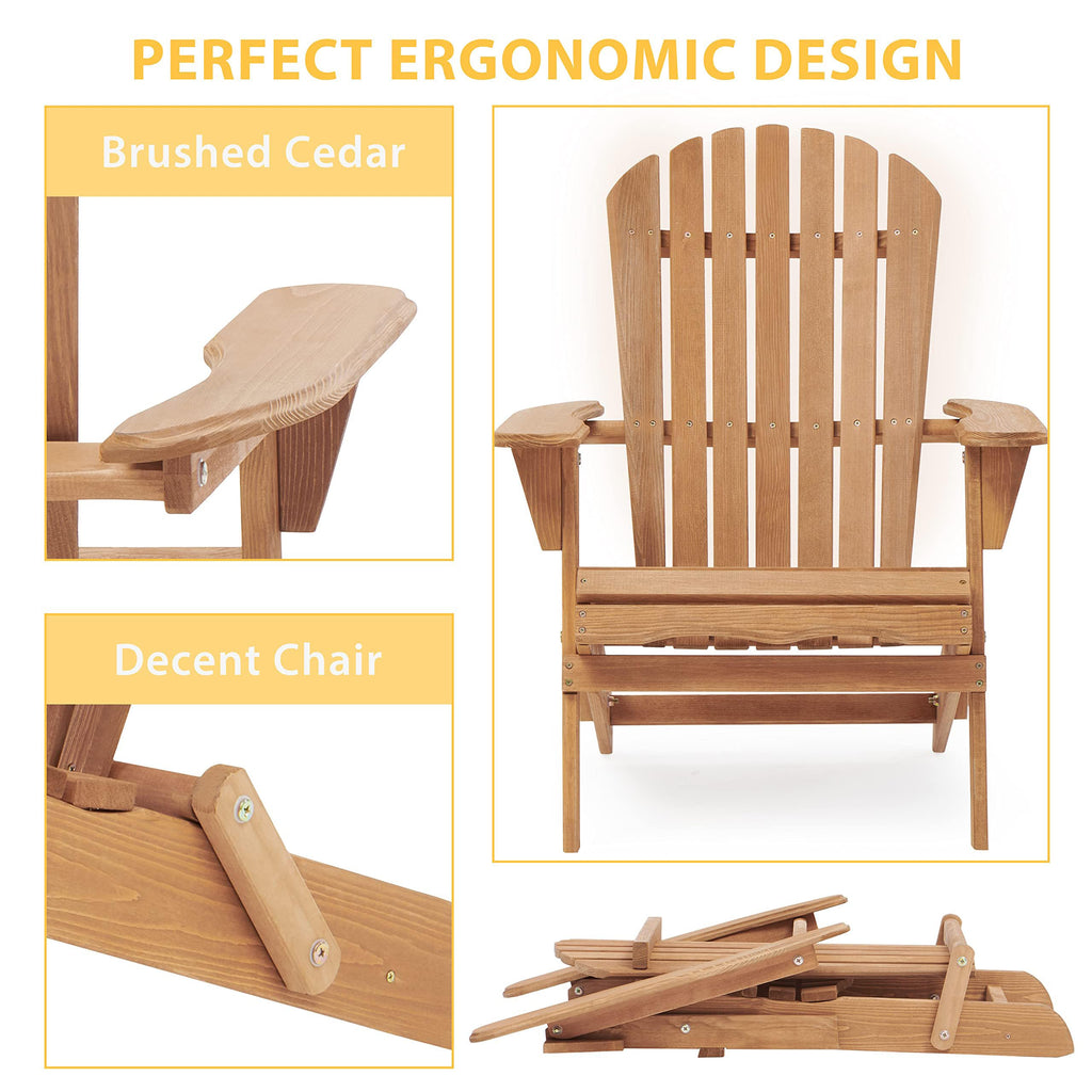 Adirondack Chair Set of 2 Wooden Folding Outdoor Chair U9732