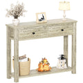 32 Inch Light Rustic Oak Console Table with 2 Drawers Q939