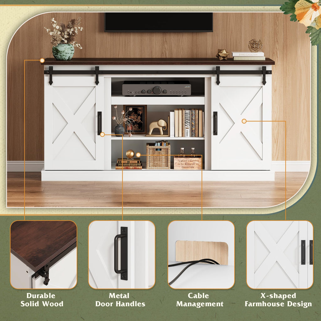 White Sliding Barn Door TV Stand K96917