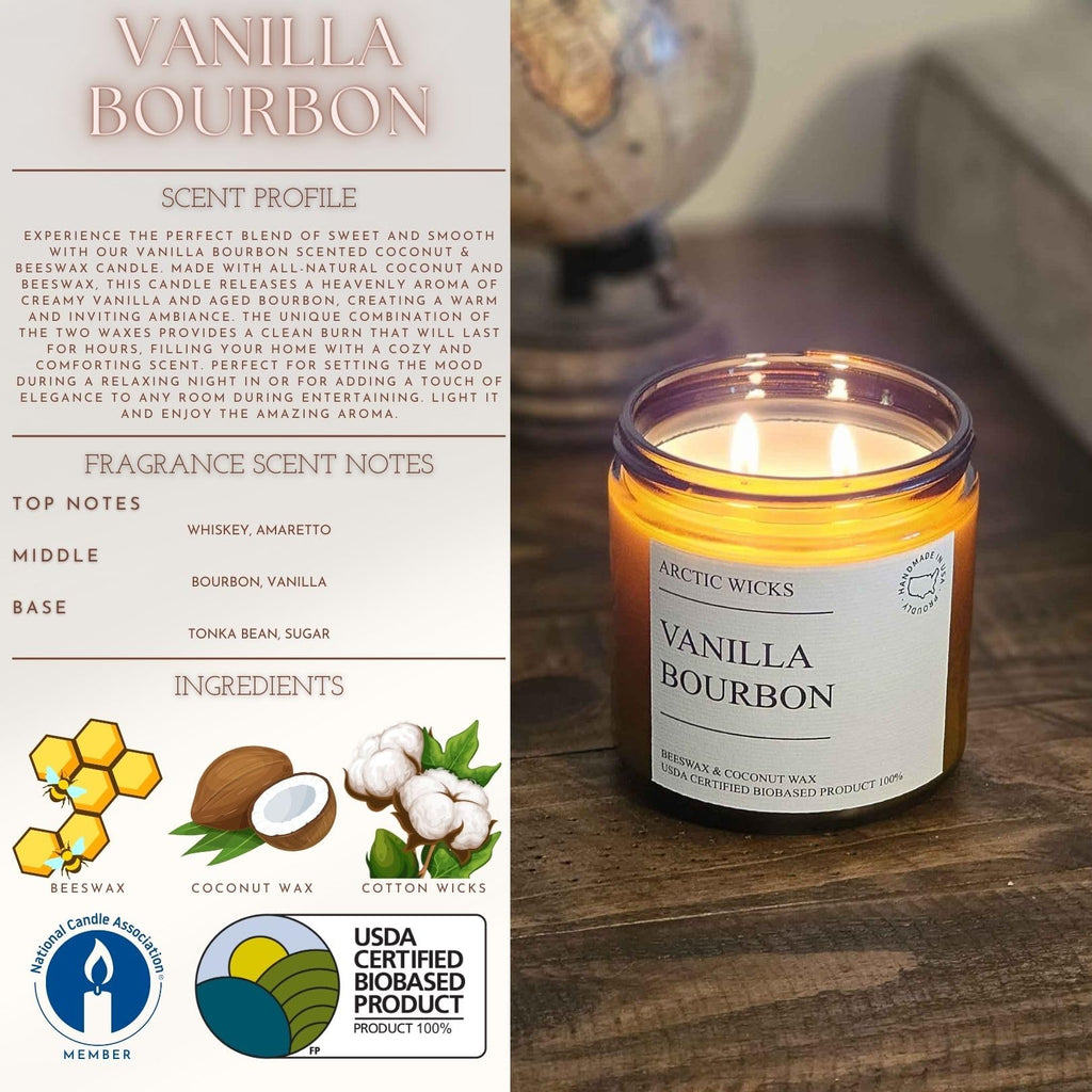 Vanilla Bourbon 16oz Double Wick Coconut Beeswax Candle H68031