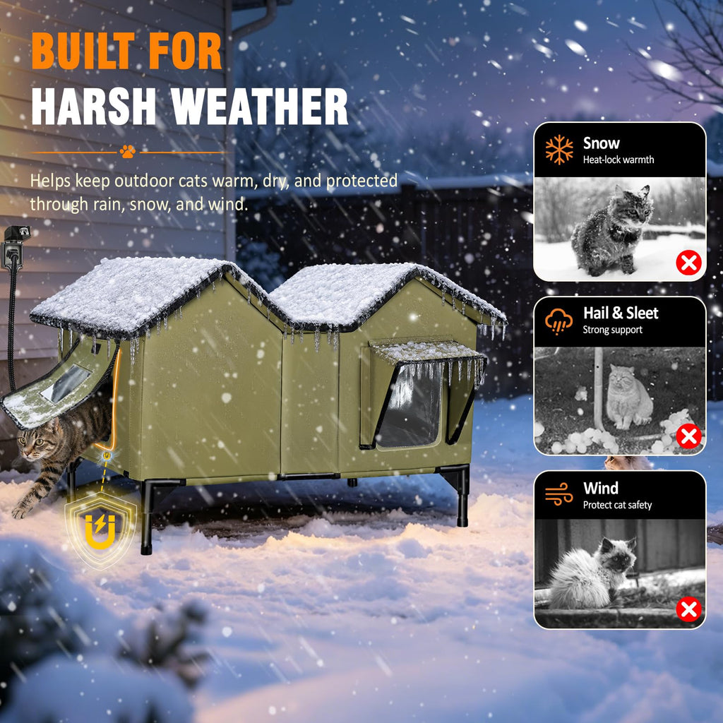Heated Weatherproof Insulated Outdoor Cat House with Heating Pad V663