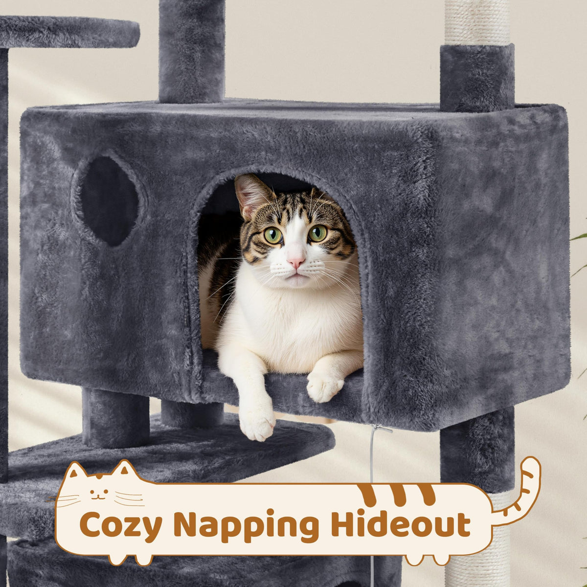 70in Multi-Level Cat Tree with Sisal Scratching Posts B672404