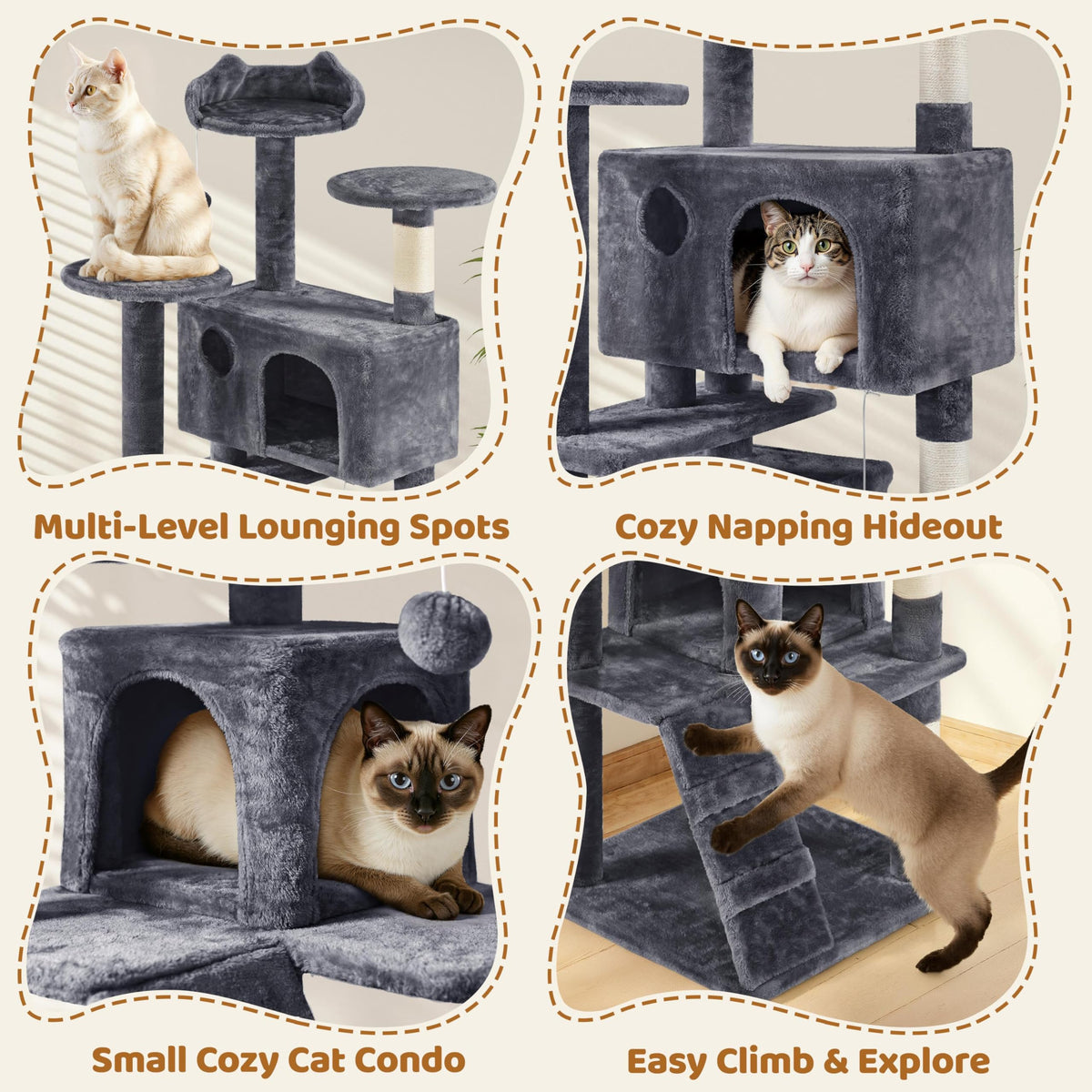 70in Multi-Level Cat Tree with Sisal Scratching Posts B672404